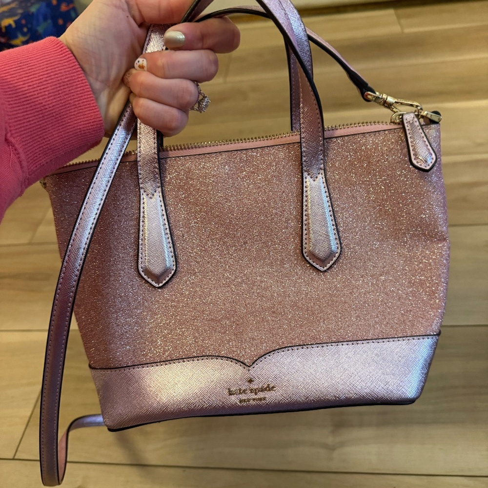 Kate Spade Pink Glitter Saffiano Mini Tote Bag – Sparkle Edition ✨